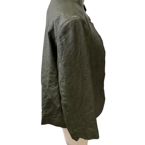 Zadig & Voltaire Leather Jacket FR 42 Womens‎ XL Pickle Green NEW - Picture 5 of 11